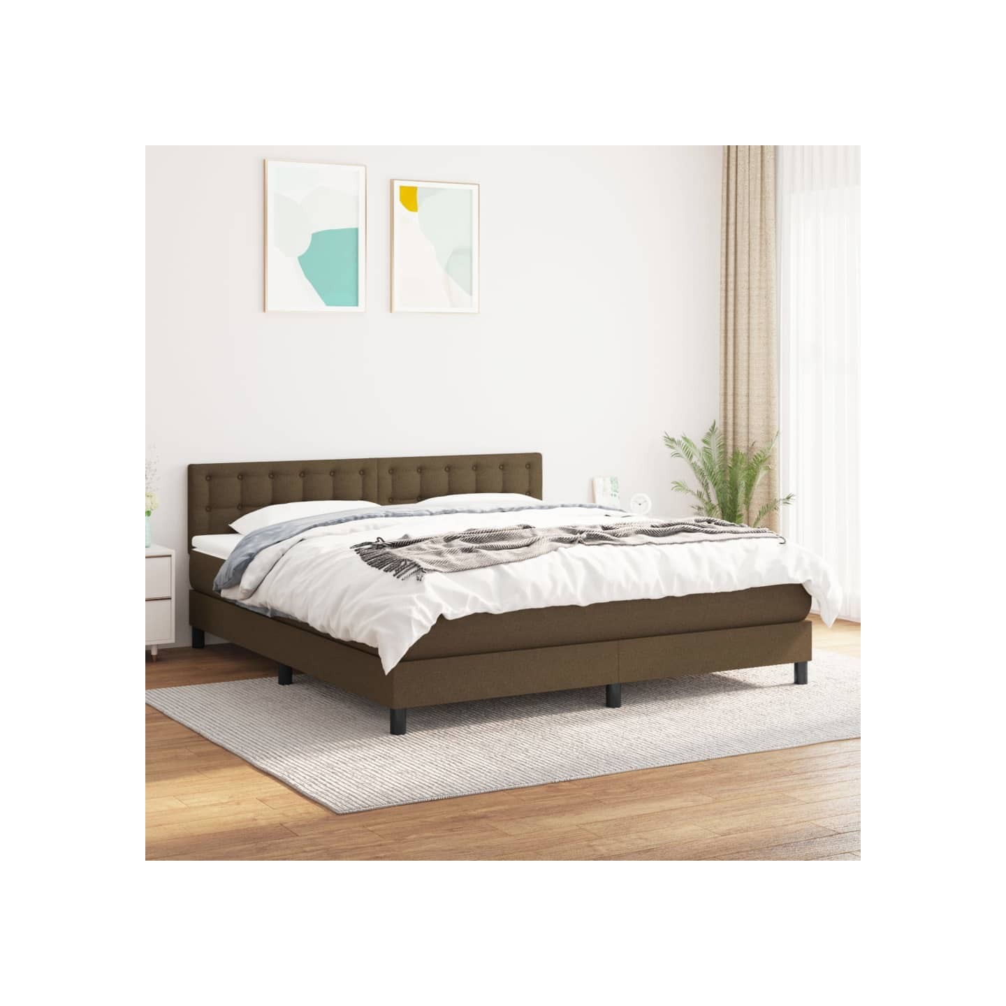 Sommier à lattes de lit avec matelas Marron foncé 160x200 cm