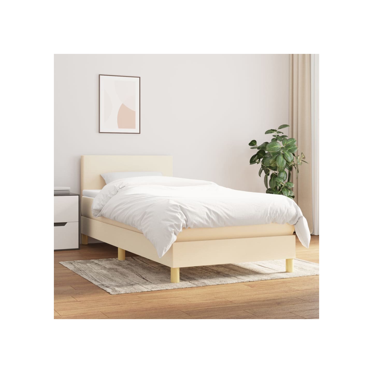 Sommier à lattes de lit avec matelas Crème 80x200 cm Tissu