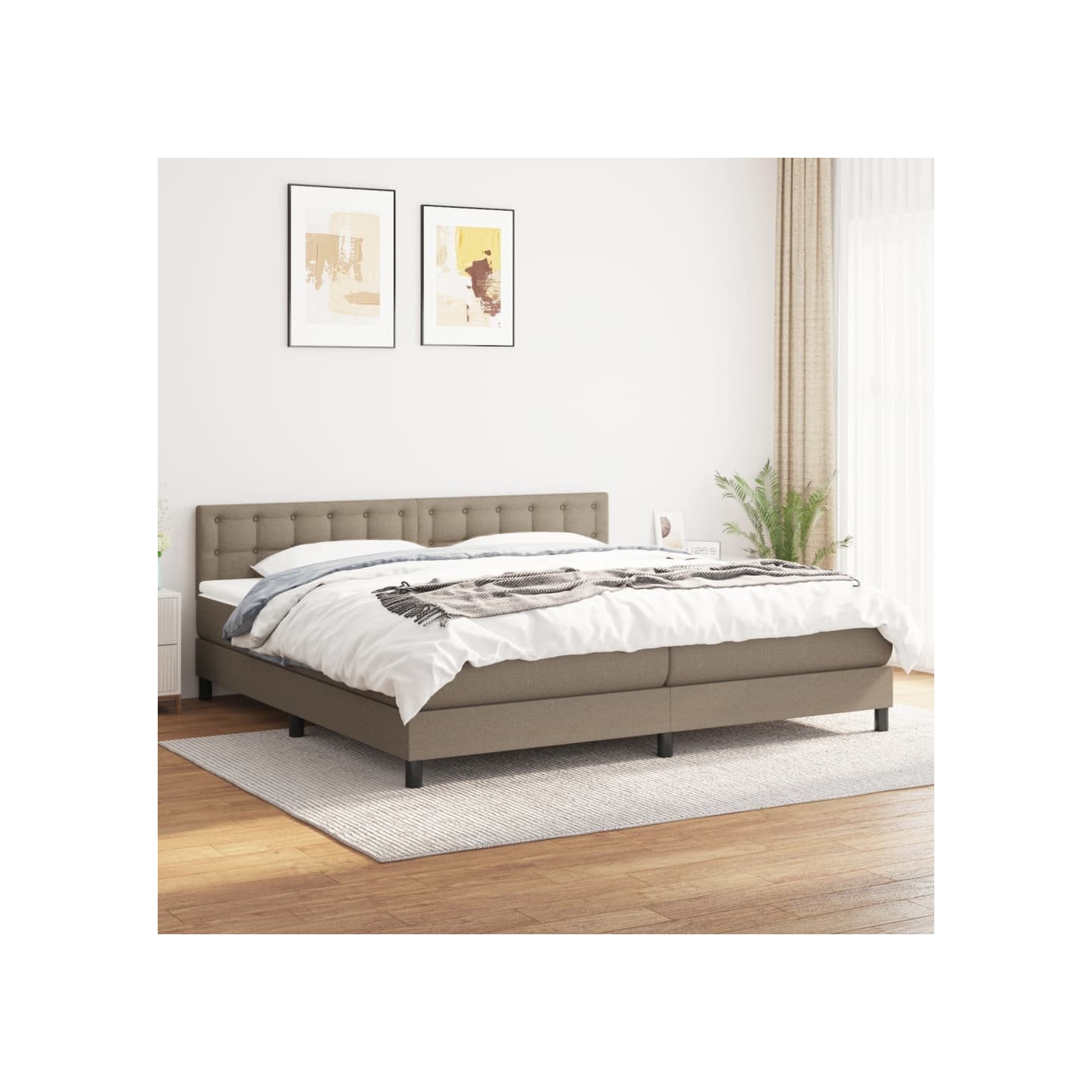Sommier à lattes de lit avec matelas Taupe 200x200 cm Tissu