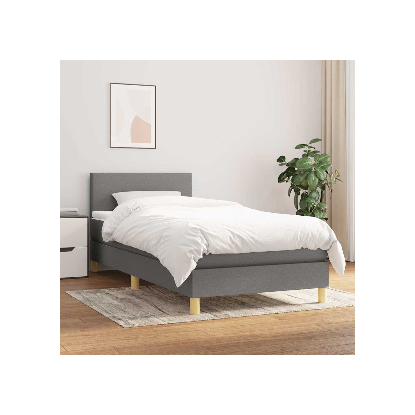 Sommier à lattes de lit avec matelas Gris foncé 80x200 cm Tissu