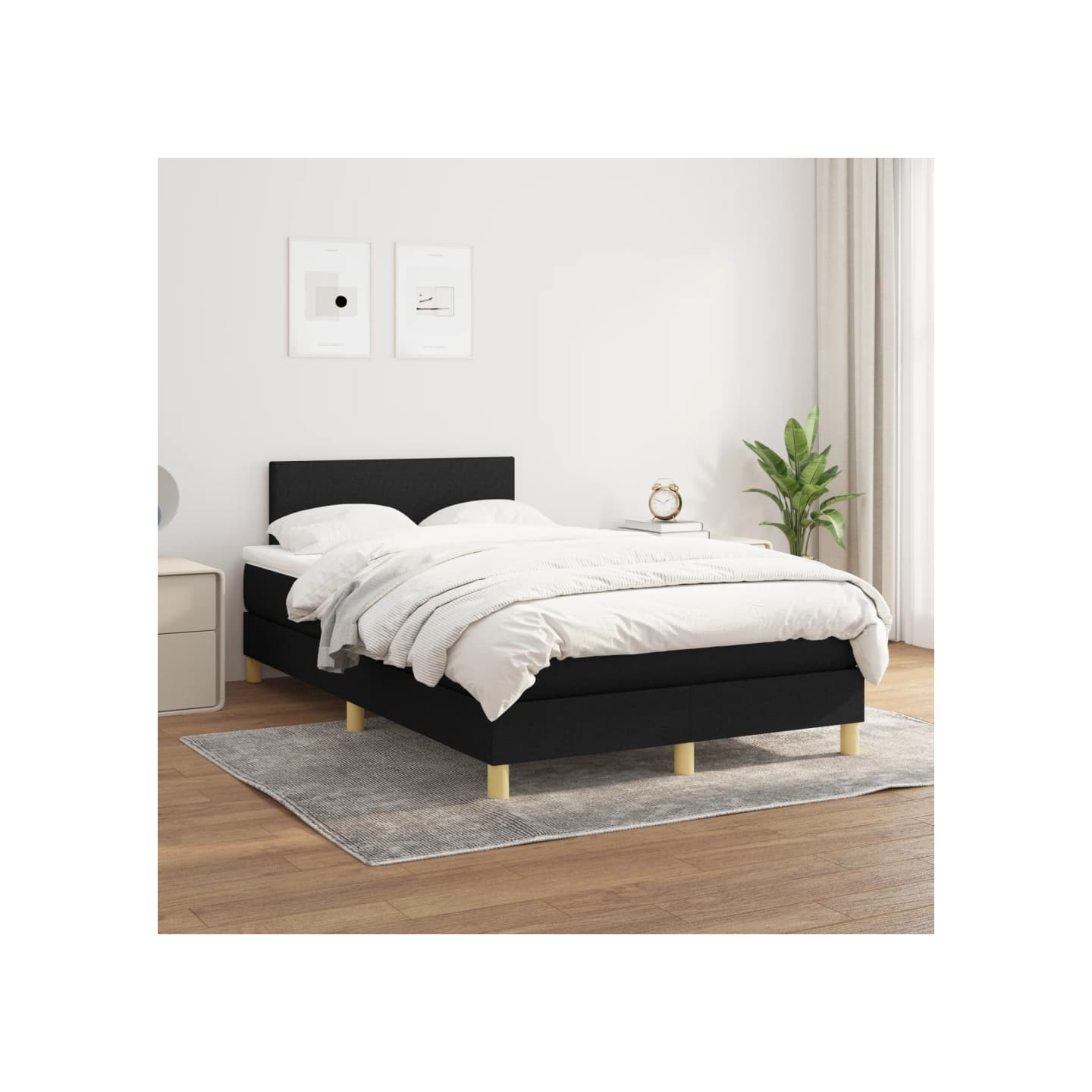 Sommier à lattes de lit avec matelas Noir 120x200 cm Tissu