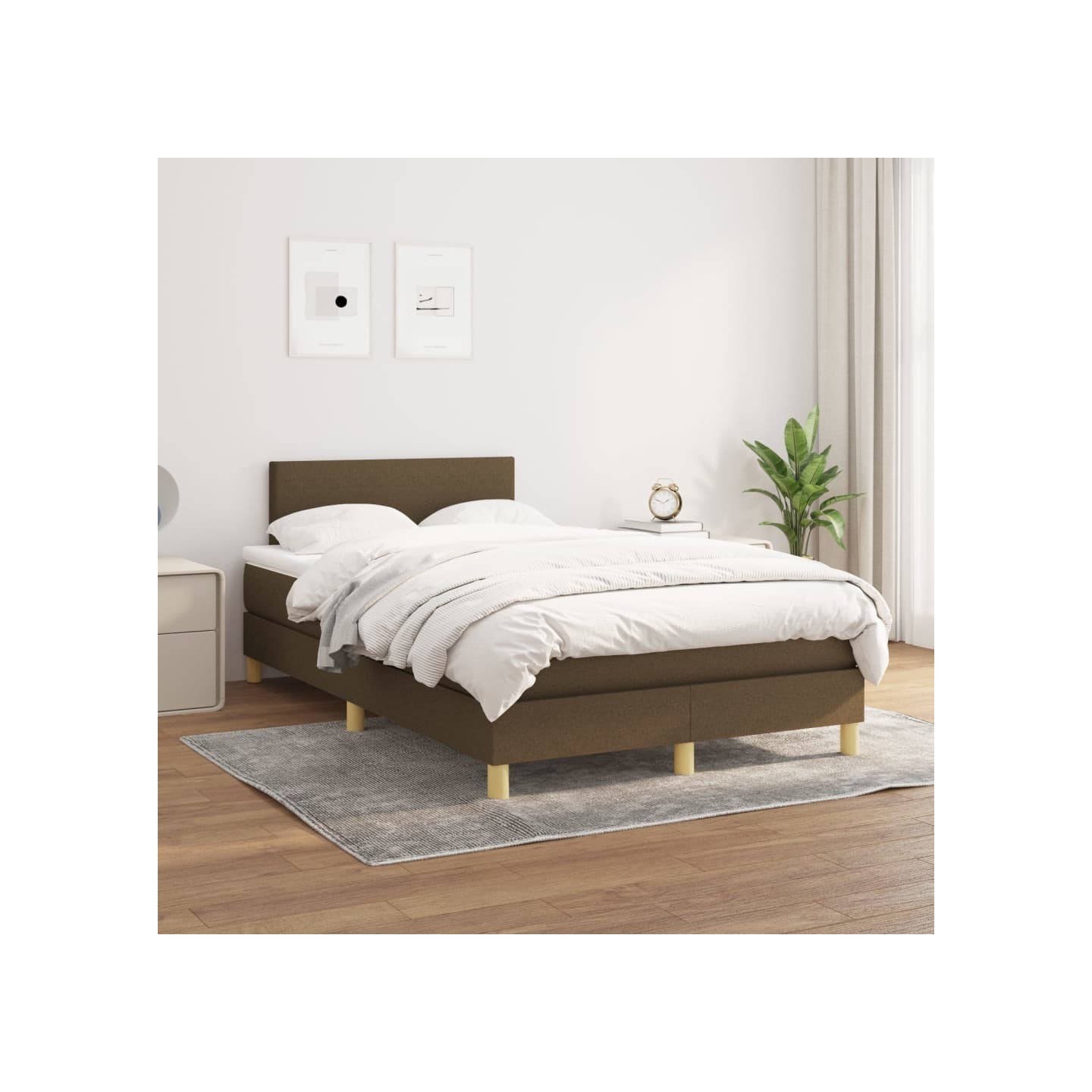 Sommier à lattes de lit avec matelas Marron foncé 120x200 cm