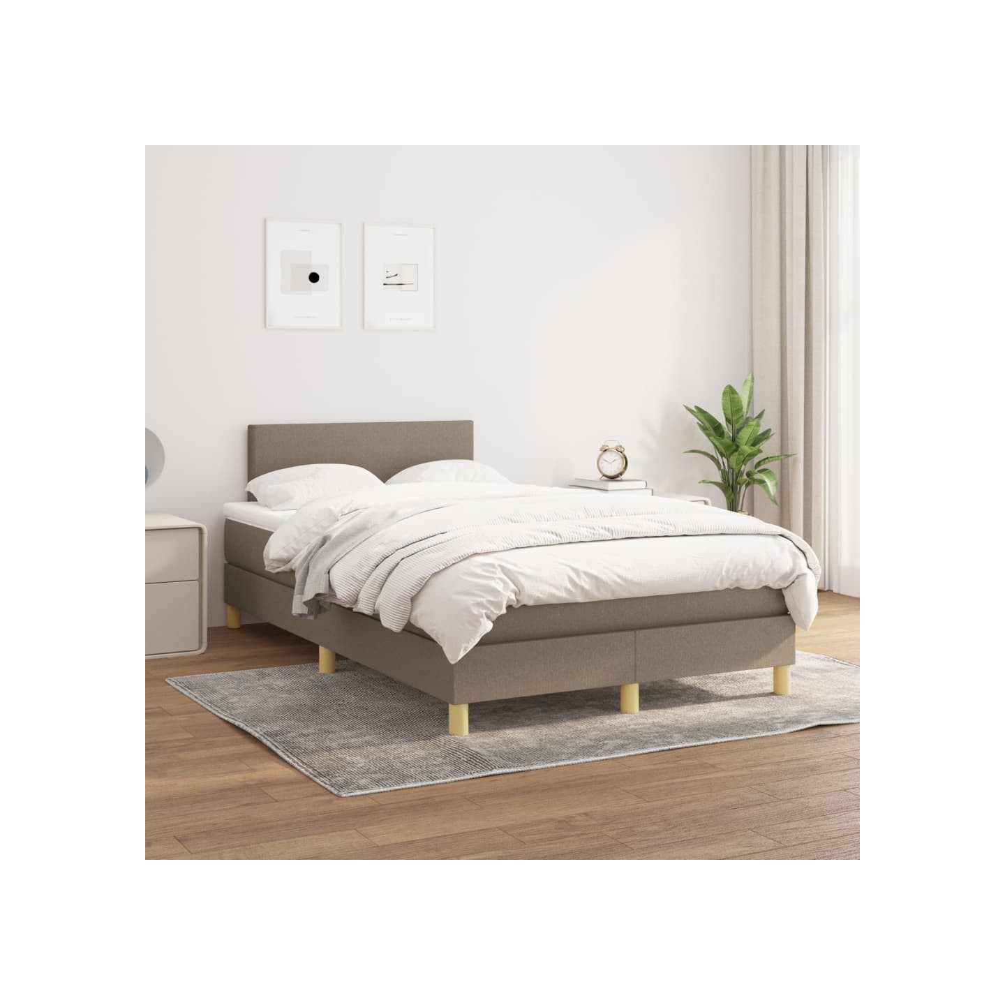 Sommier à lattes de lit avec matelas Taupe 120x200 cm Tissu