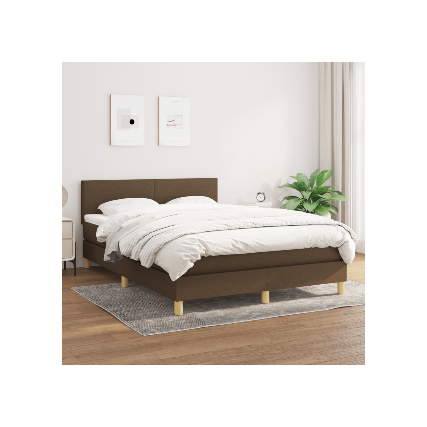 Sommier à lattes de lit avec matelas Marron foncé 140x200 cm