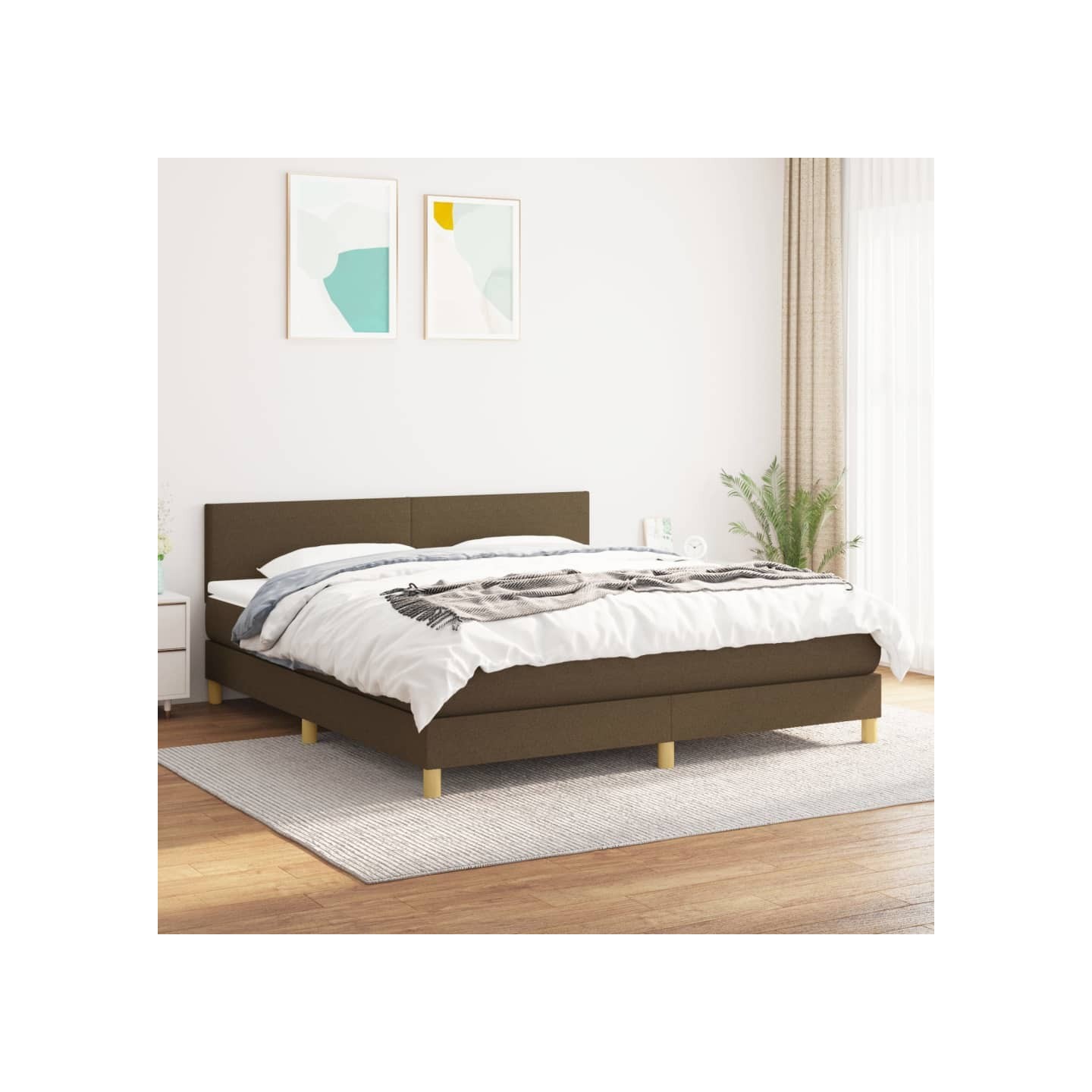 Sommier à lattes de lit avec matelas Marron foncé 180x200 cm