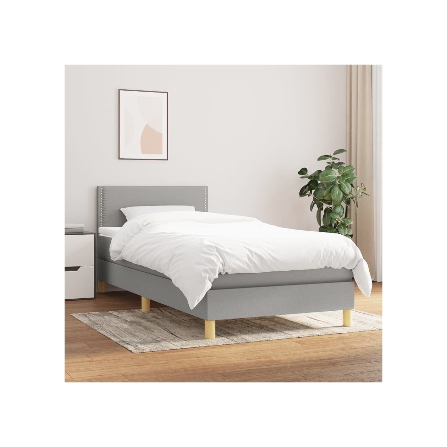 Sommier à lattes de lit et matelas Gris clair 90x190 cm Tissu