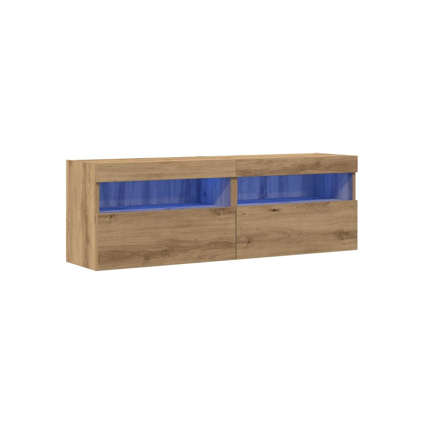 Meuble TV mural 2 pc chêne artisanal Bois d'ingénierie