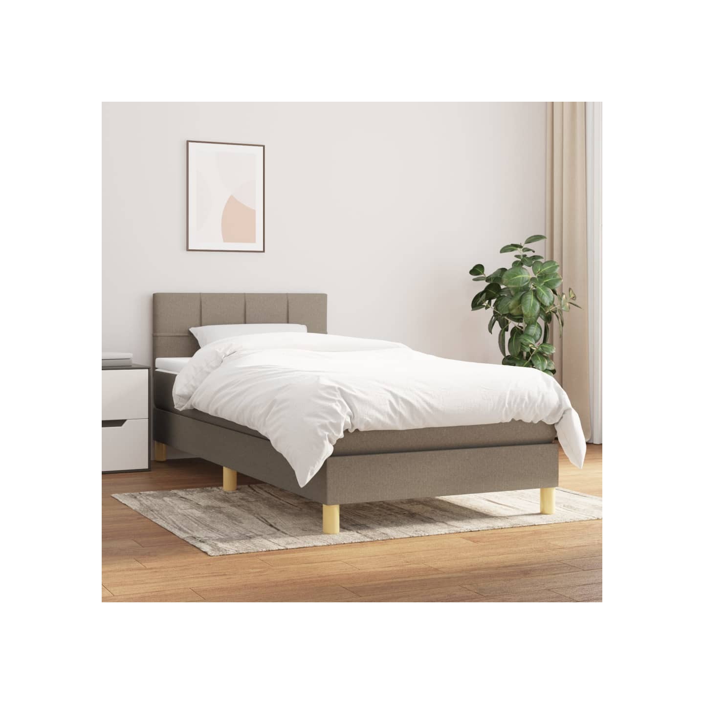Sommier à lattes de lit avec matelas Taupe 90x190 cm Tissu