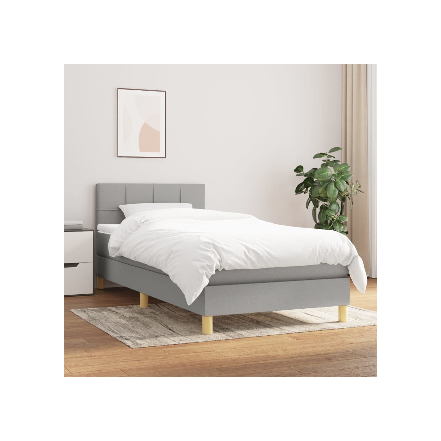 Sommier à lattes de lit et matelas Gris clair 90x190 cm Tissu
