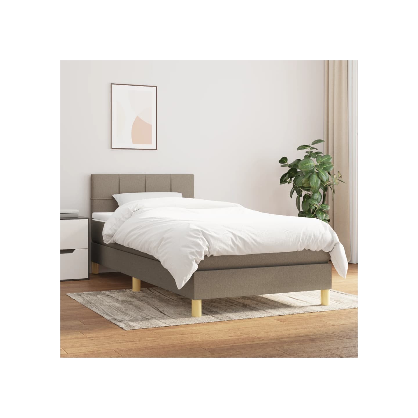 Sommier à lattes de lit avec matelas Taupe 80x200 cm Tissu