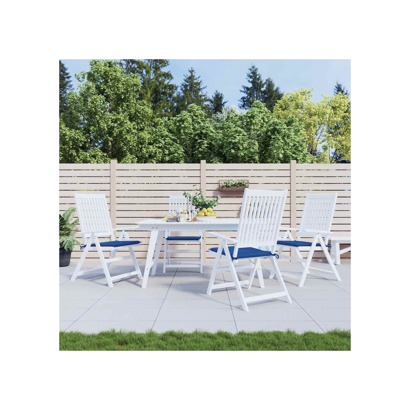 Coussins de chaise de jardin lot de 4 bleu royal 50x50x3 cm