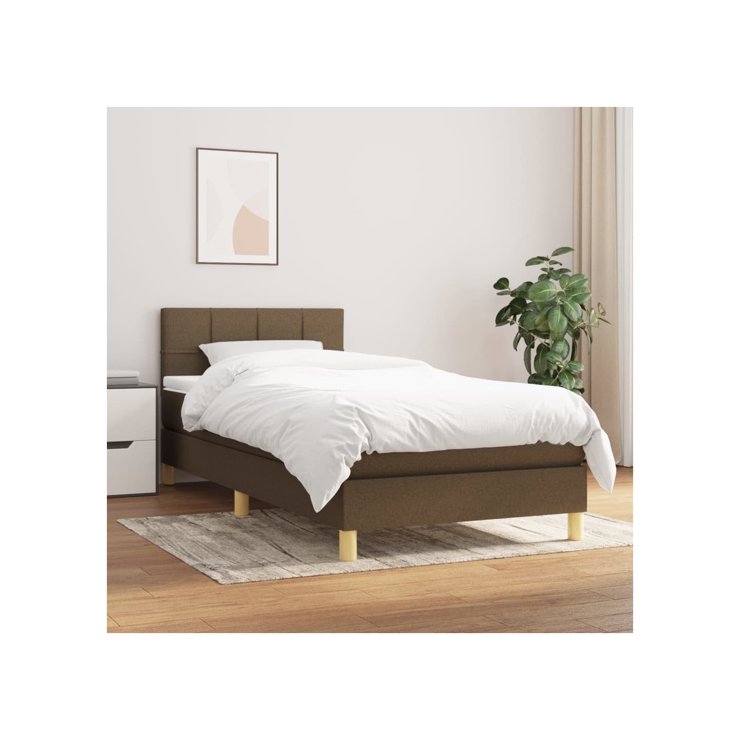 Sommier à lattes de lit avec matelas Marron foncé 100x200 cm