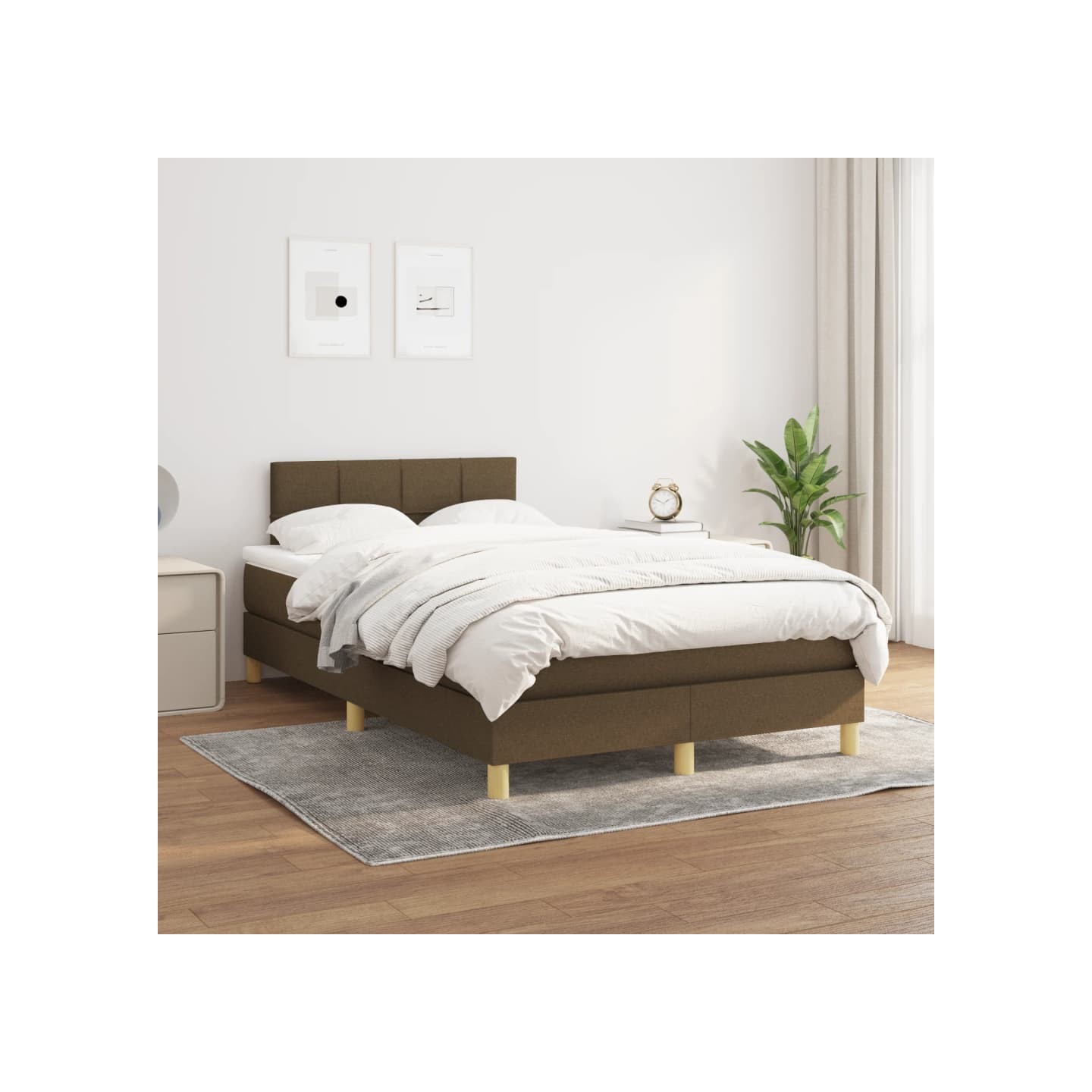 Sommier à lattes de lit avec matelas Marron foncé 120x200 cm