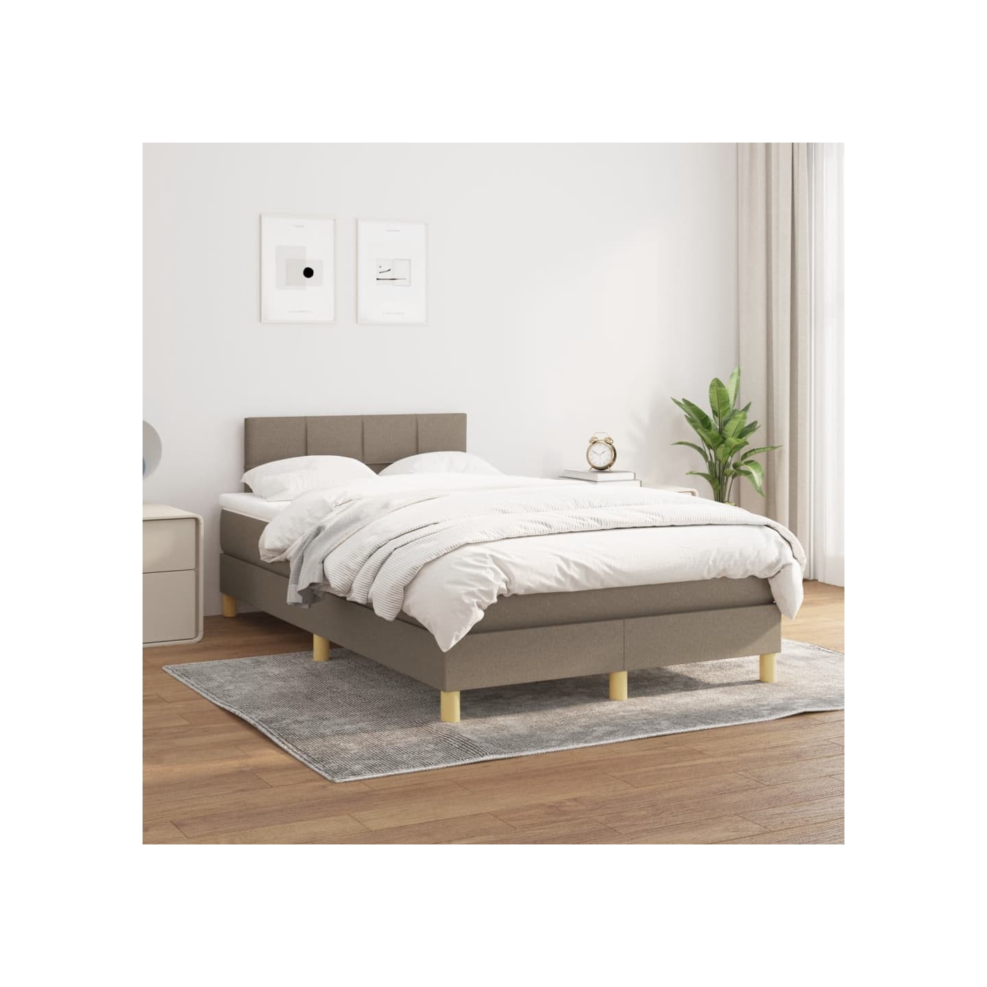 Sommier à lattes de lit avec matelas Taupe 120x200 cm Tissu
