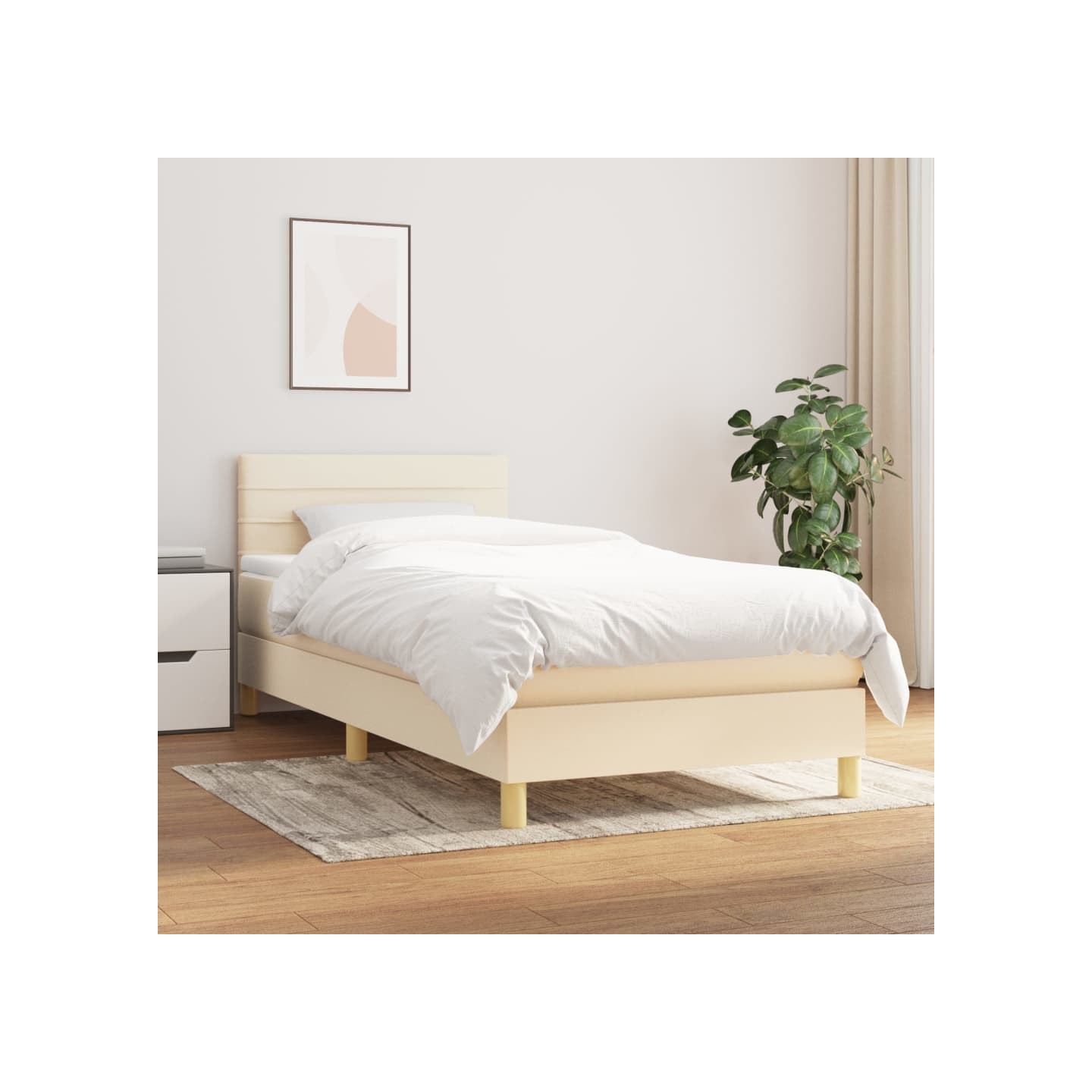 Sommier à lattes de lit avec matelas Crème 80x200 cm Tissu