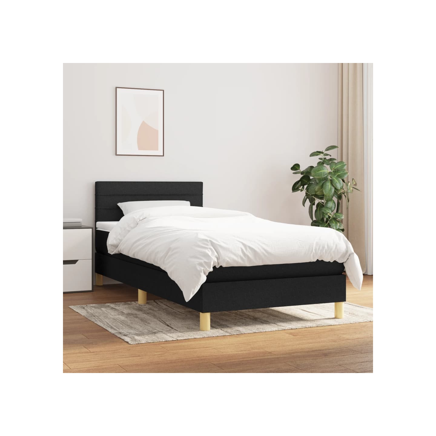 Sommier à lattes de lit et matelas Noir 80x200 cm Tissu
