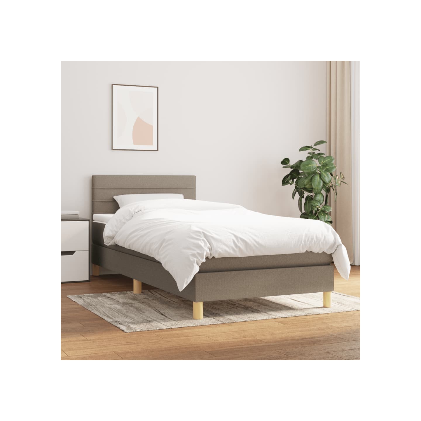 Sommier à lattes de lit avec matelas Taupe 90x200 cm Tissu
