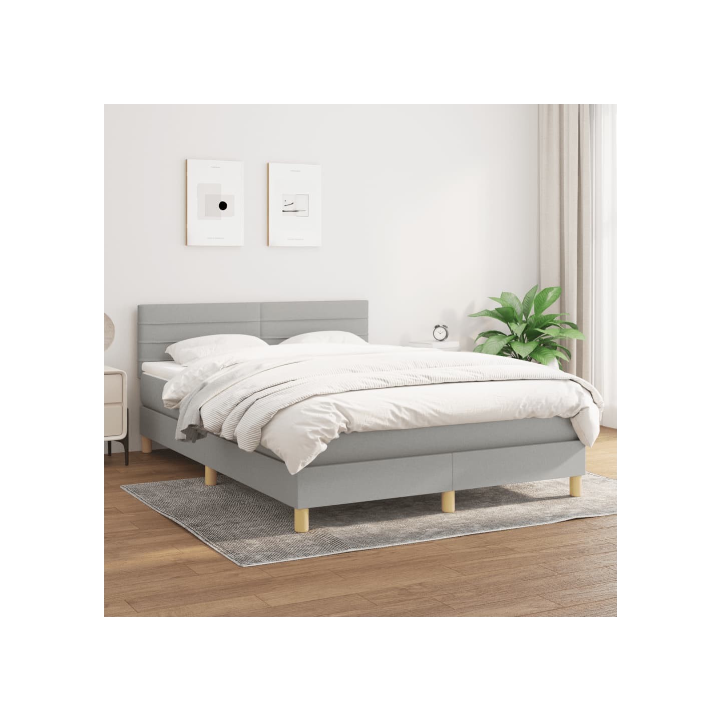 Sommier à lattes de lit avec matelas Gris clair 140x200cm Tissu
