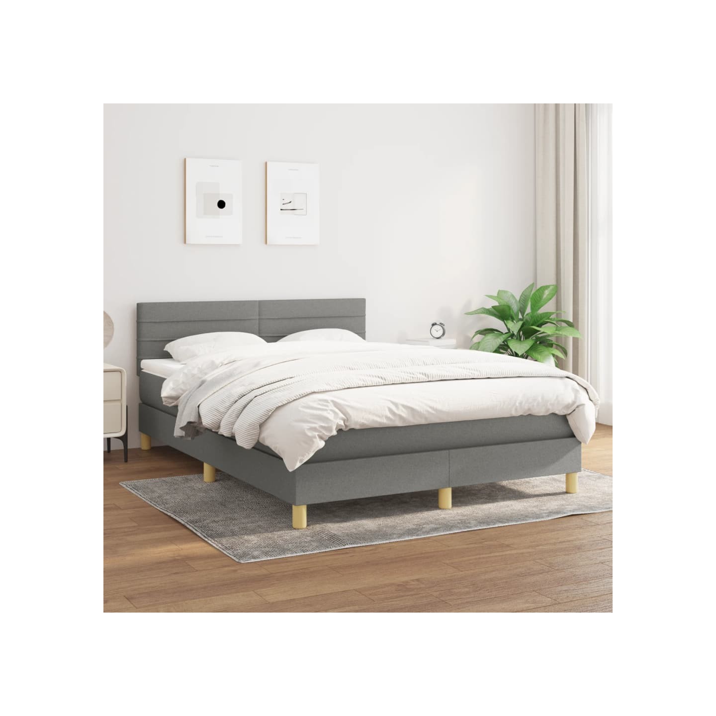 Sommier à lattes de lit avec matelas Gris foncé 140x200cm Tissu