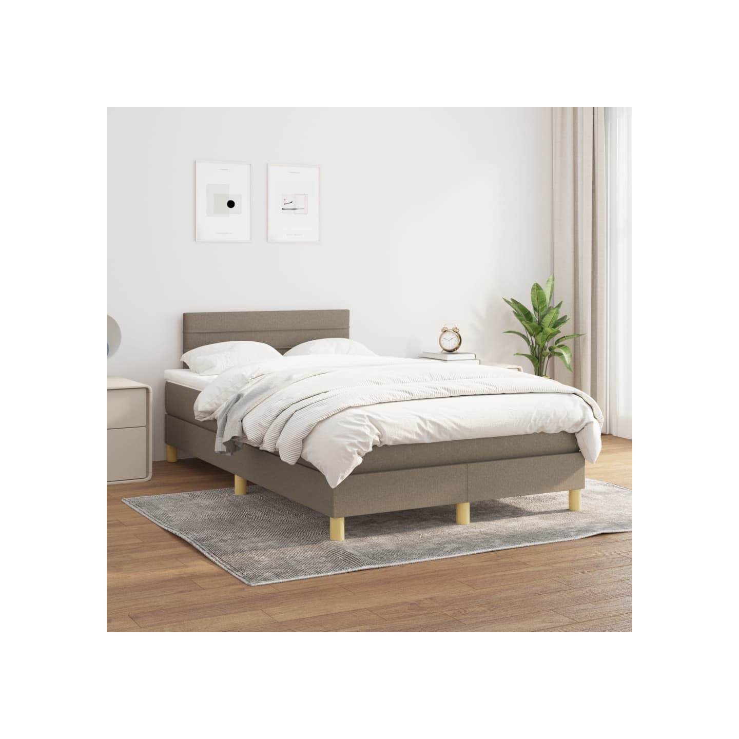 Sommier à lattes de lit avec matelas Taupe 120x200 cm Tissu