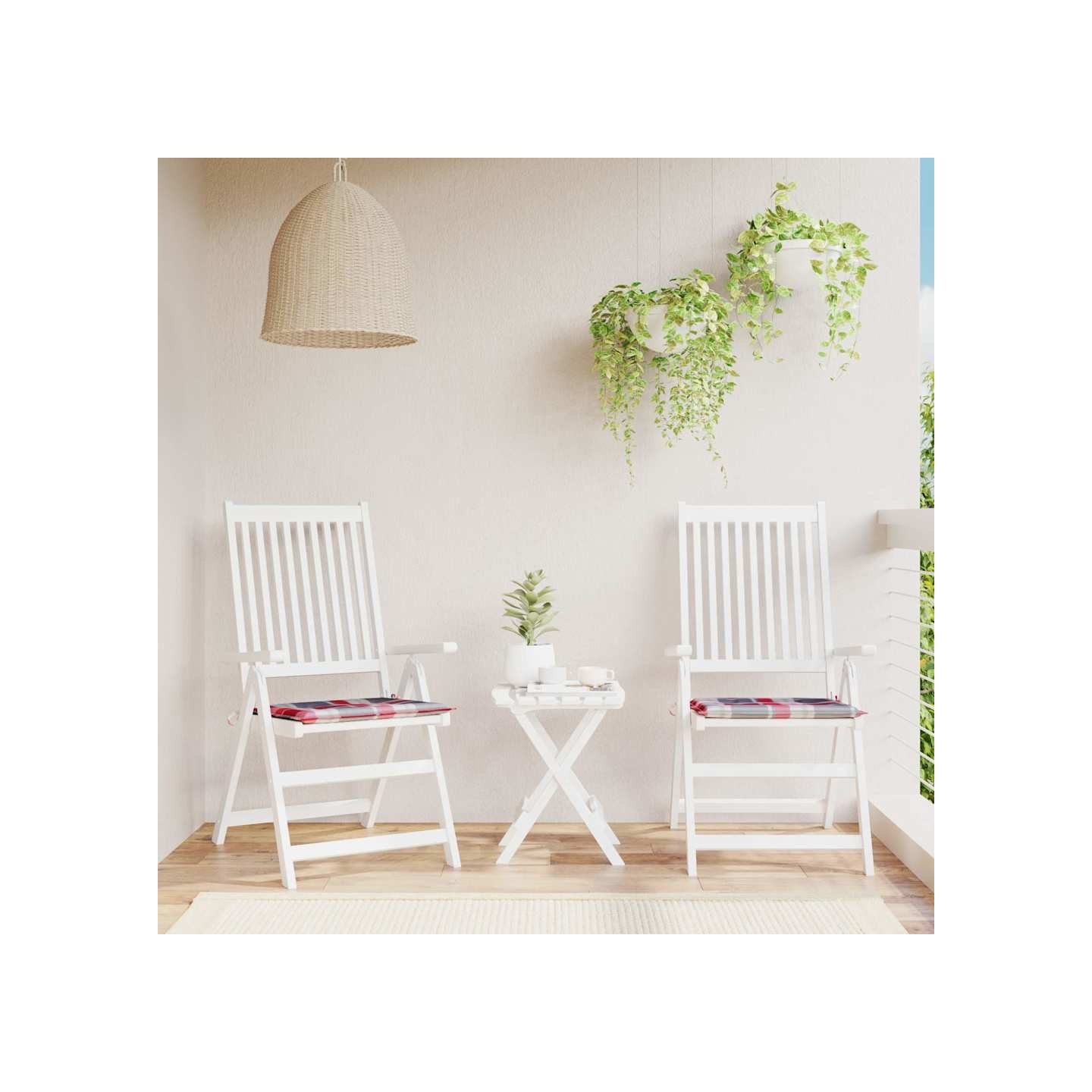 Coussins de chaise de jardin lot de 2 carreaux rouges 50x50x3cm