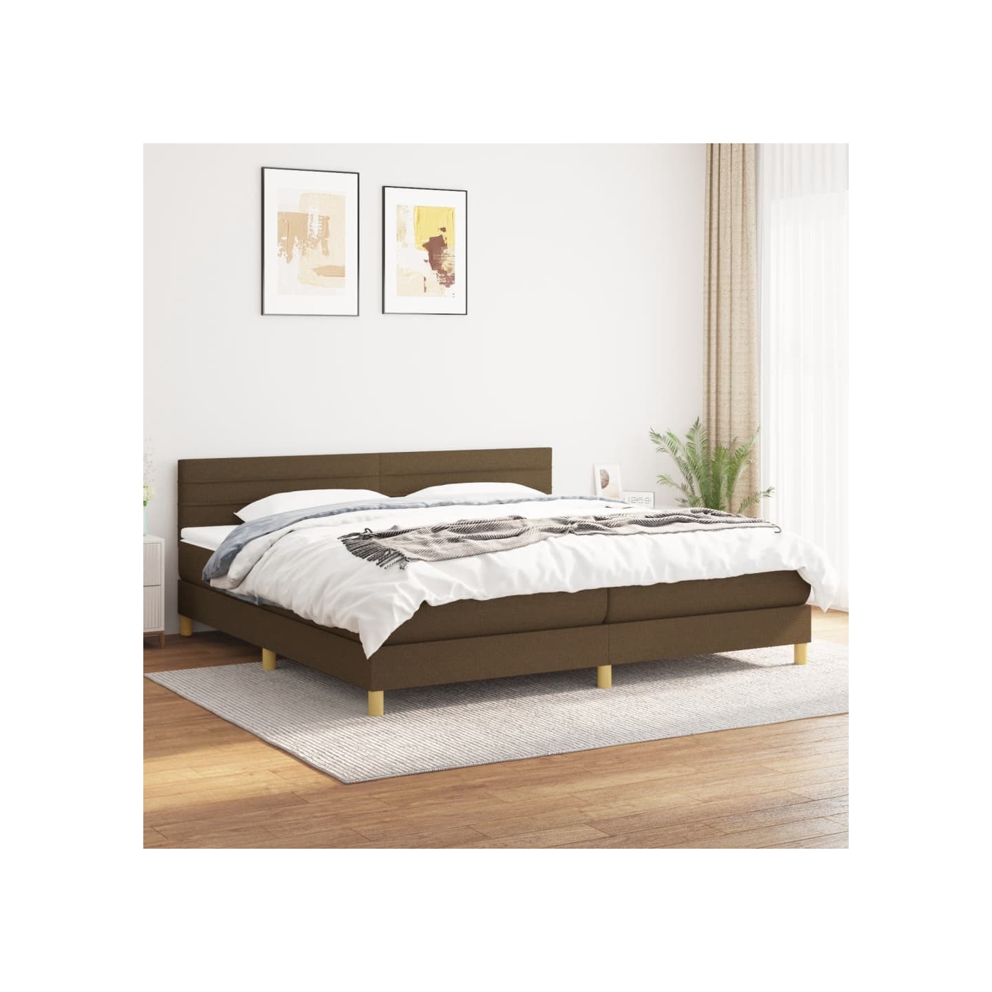 Sommier à lattes de lit avec matelas Marron foncé 200x200 cm