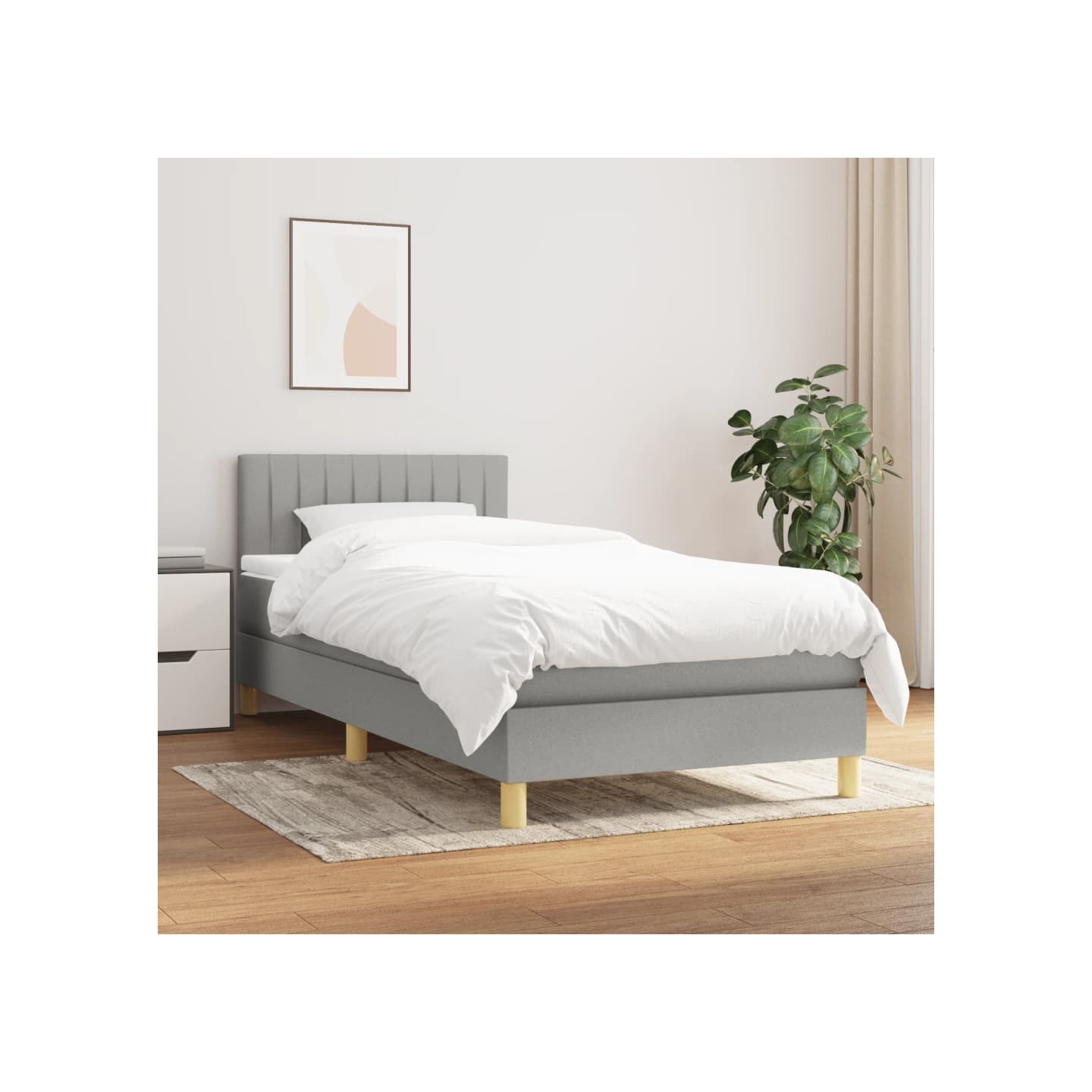 Sommier à lattes de lit avec matelas Gris clair 80x200 cm Tissu