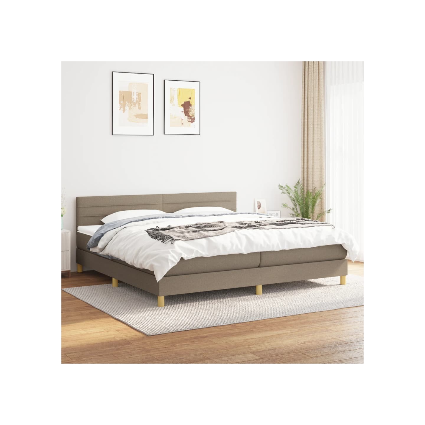 Sommier à lattes de lit avec matelas Taupe 200x200 cm Tissu