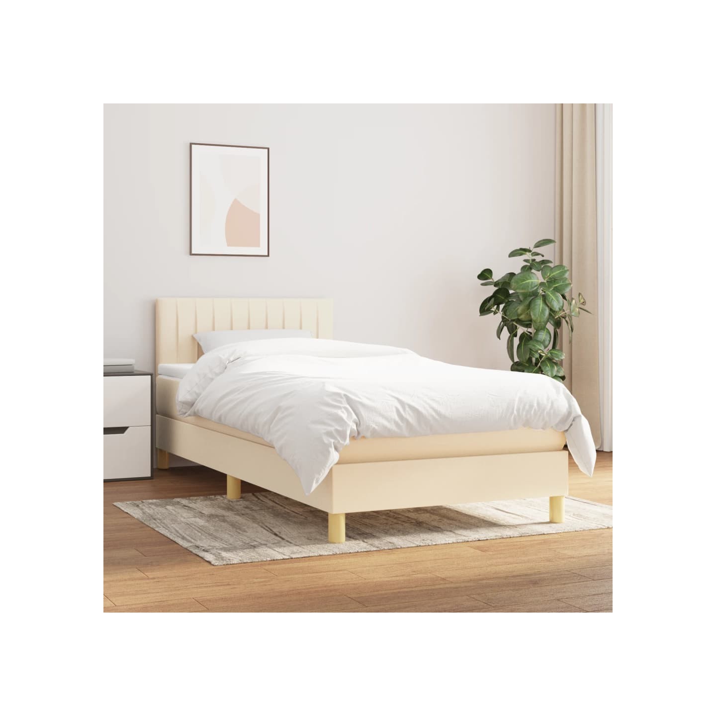 Sommier à lattes de lit avec matelas Crème 80x200 cm Tissu