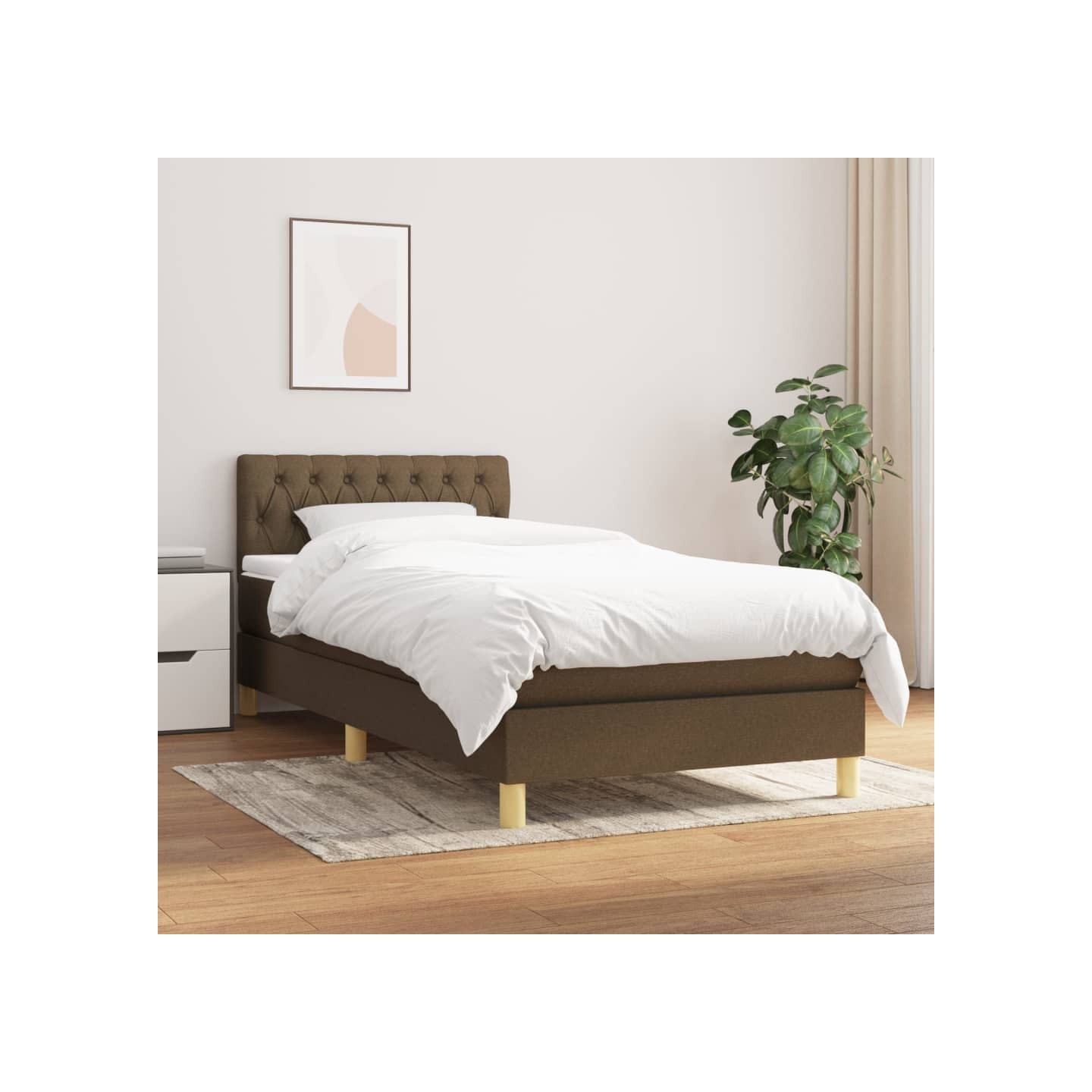 Sommier à lattes de lit avec matelas Marron foncé 100x200 cm