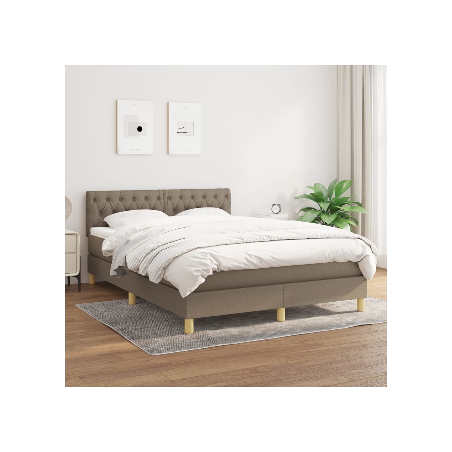 Sommier à lattes de lit avec matelas Taupe 140x200 cm Tissu
