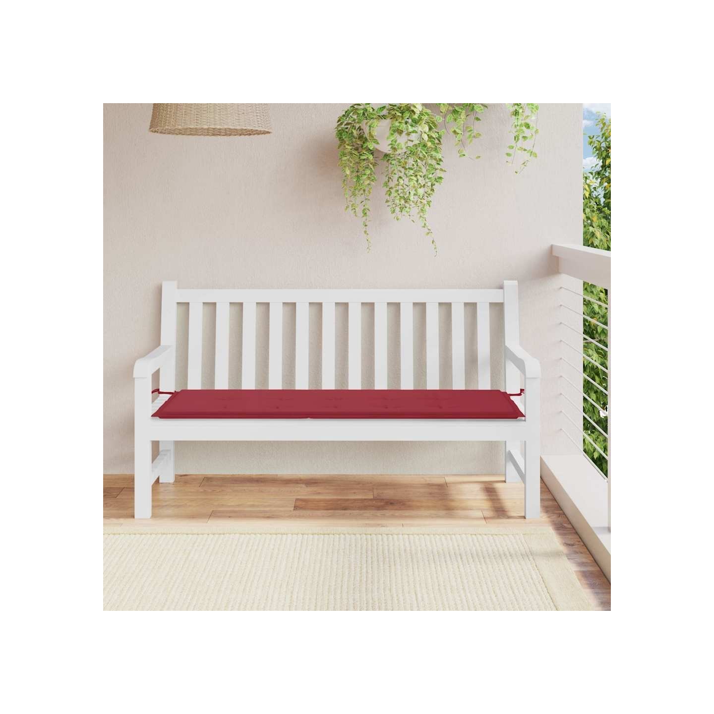 Coussin de banc de jardin rouge bordeaux 150x50x3 cm