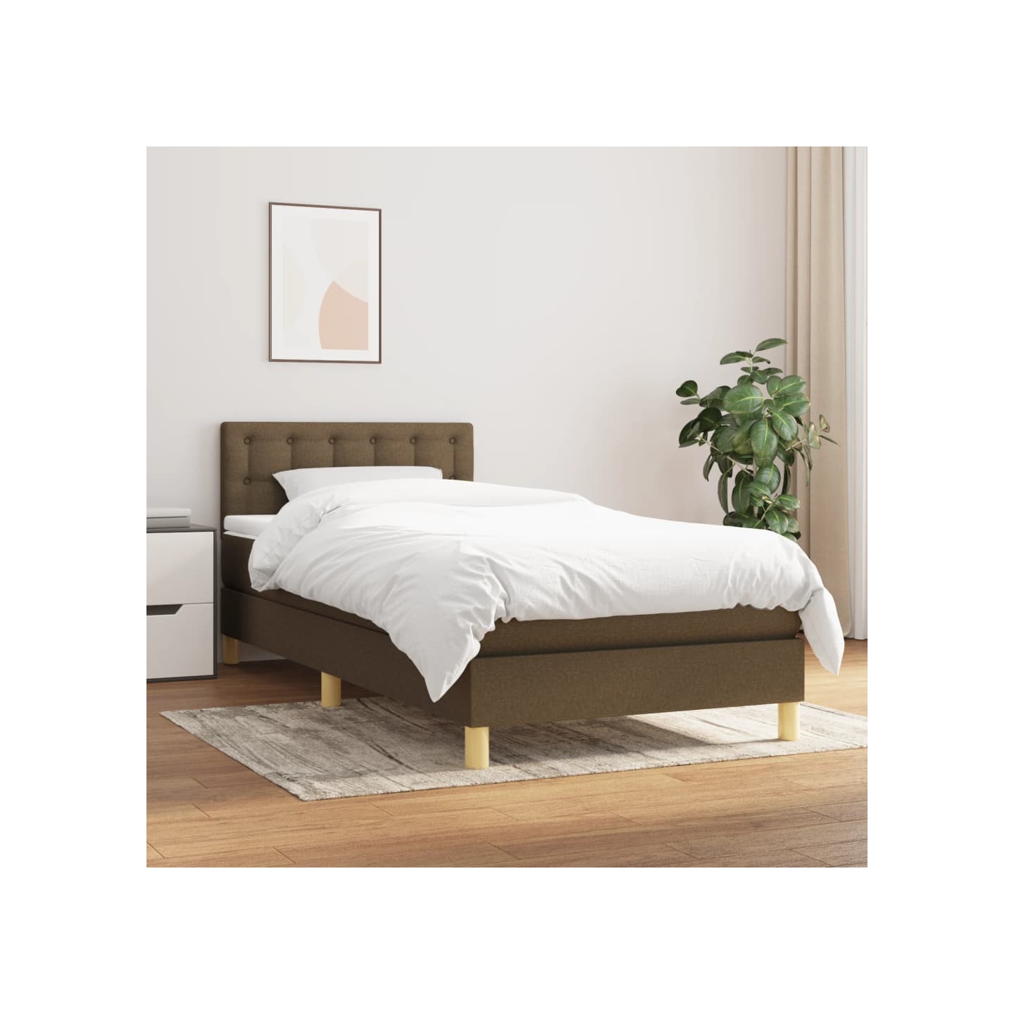 Sommier à lattes de lit avec matelas Marron foncé 80x200 cm