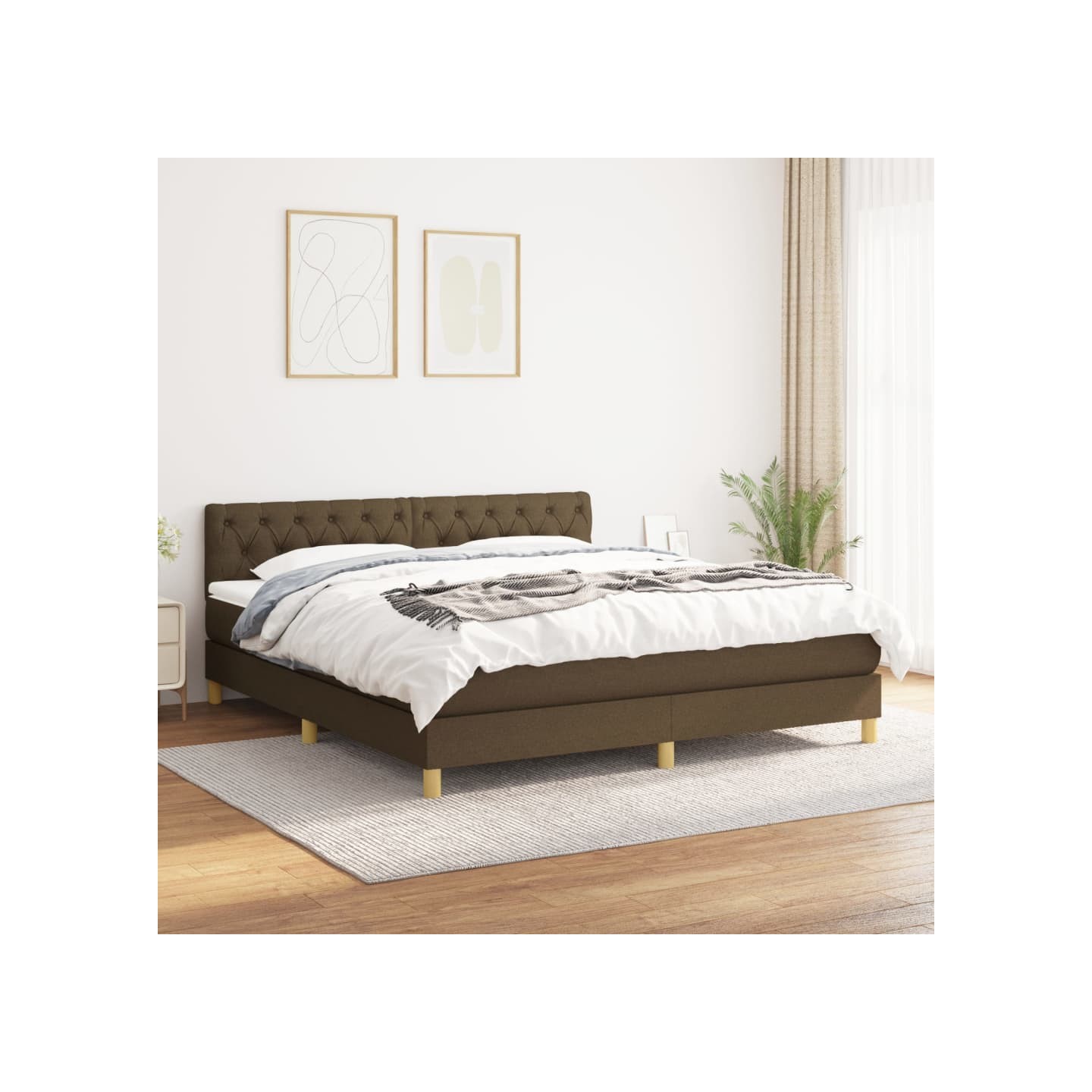 Sommier à lattes de lit avec matelas Marron foncé 160x200 cm