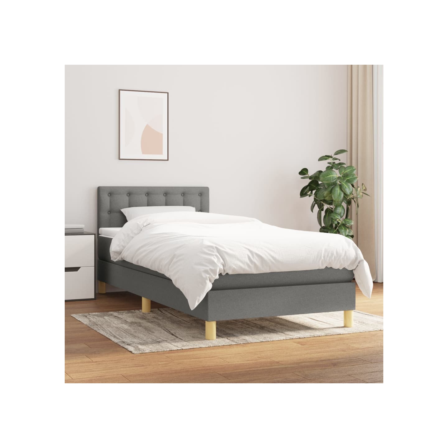 Sommier à lattes de lit avec matelas Gris foncé 80x200 cm Tissu