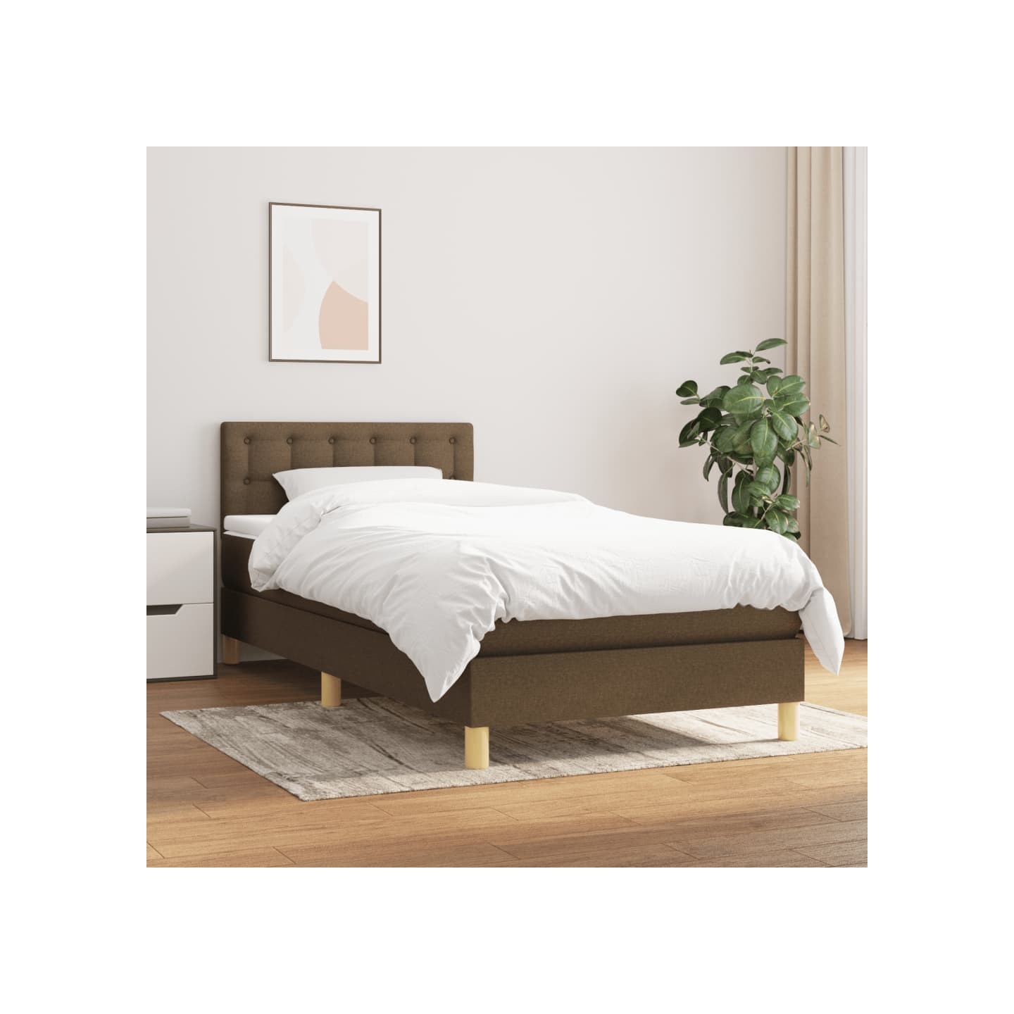 Sommier à lattes de lit avec matelas Marron foncé 90x190 cm