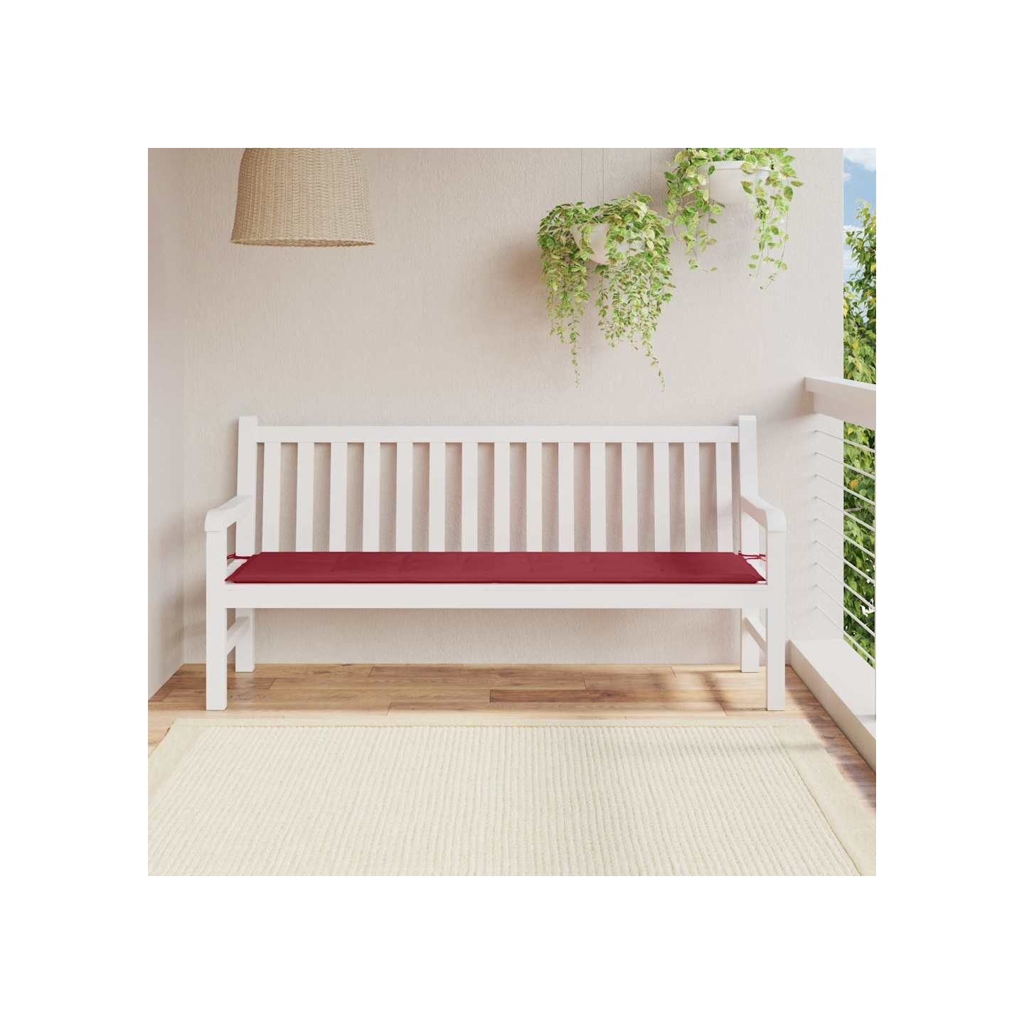 Coussin de banc de jardin rouge bordeaux 180x50x3 cm