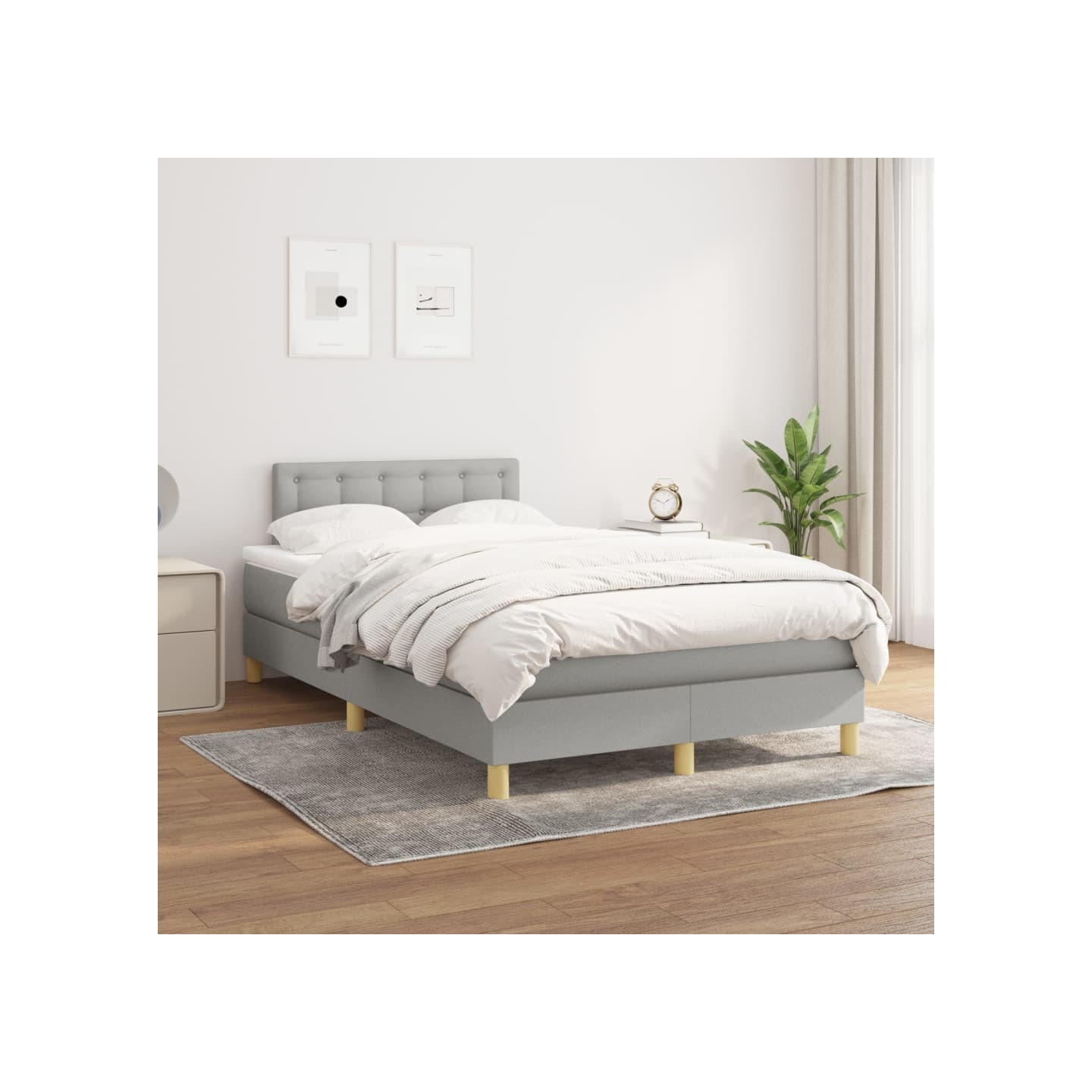 Sommier à lattes de lit avec matelas Gris clair 120x200cm Tissu