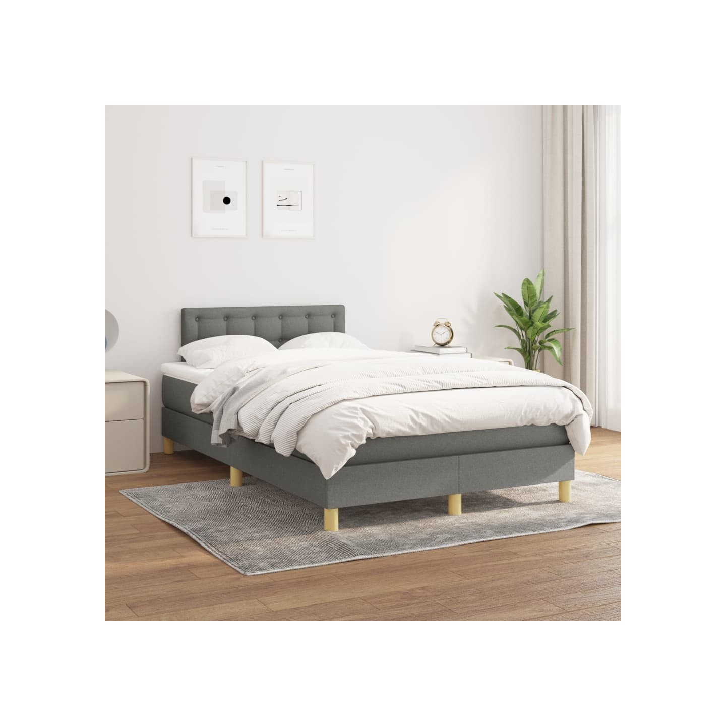 Sommier à lattes de lit avec matelas Gris foncé 120x200cm Tissu