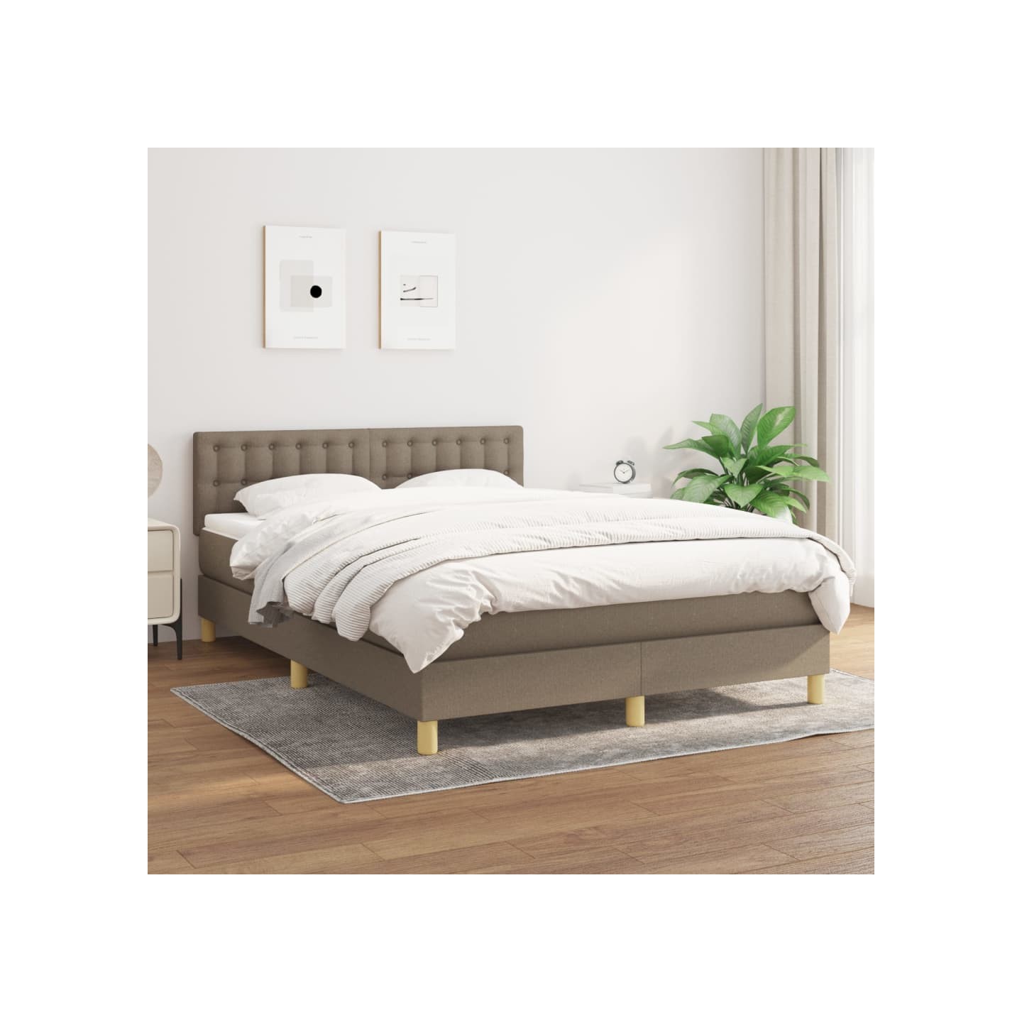 Sommier à lattes de lit avec matelas Taupe 140x200 cm Tissu