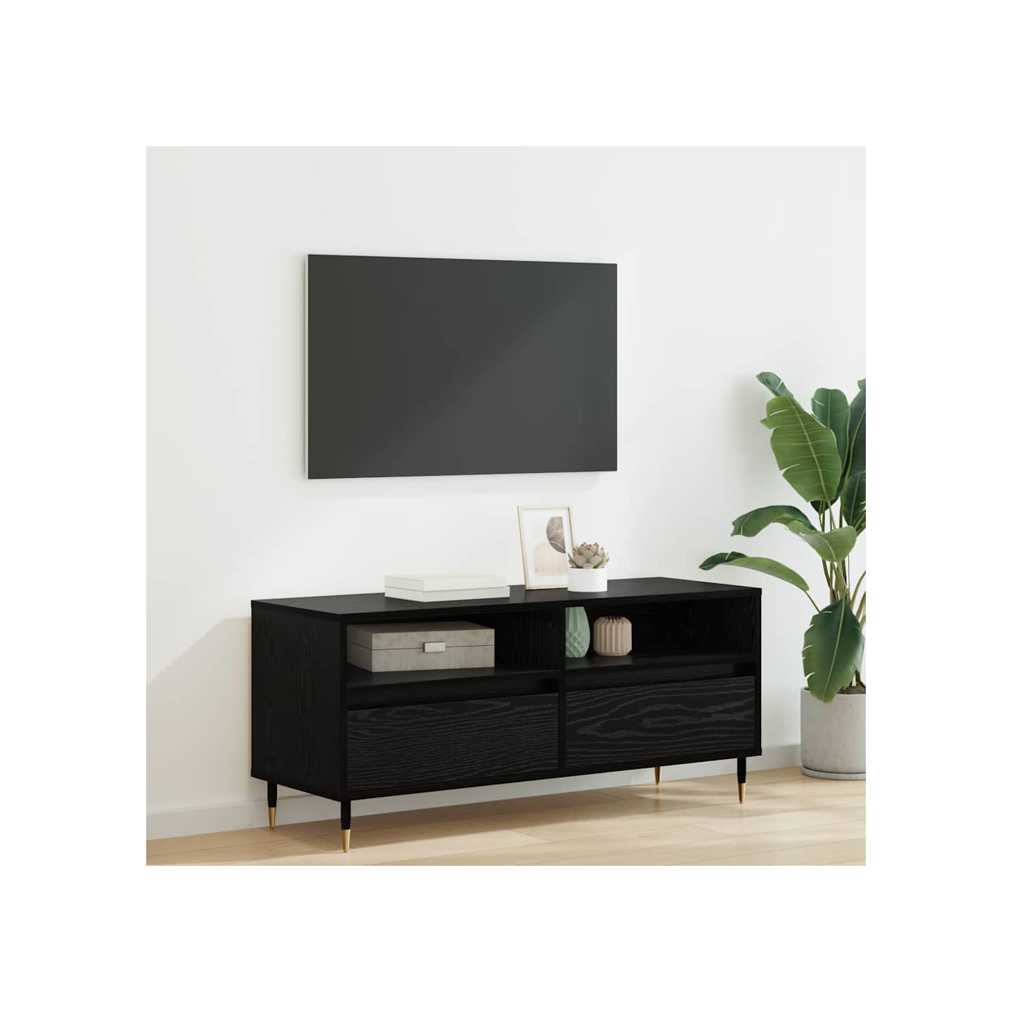 Meuble TV avec tiroir Chêne noir 100 x 34,5 x 44,5 cm