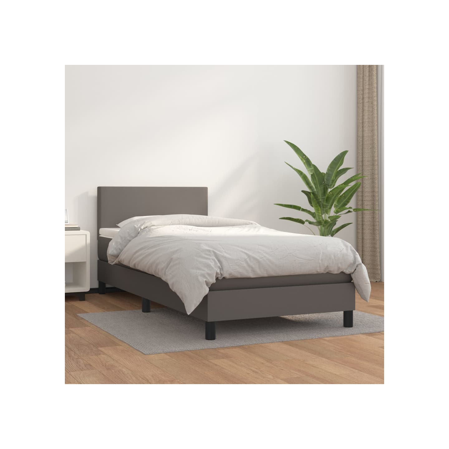 Sommier à lattes de lit avec matelas Gris 90x200 cm Similicuir
