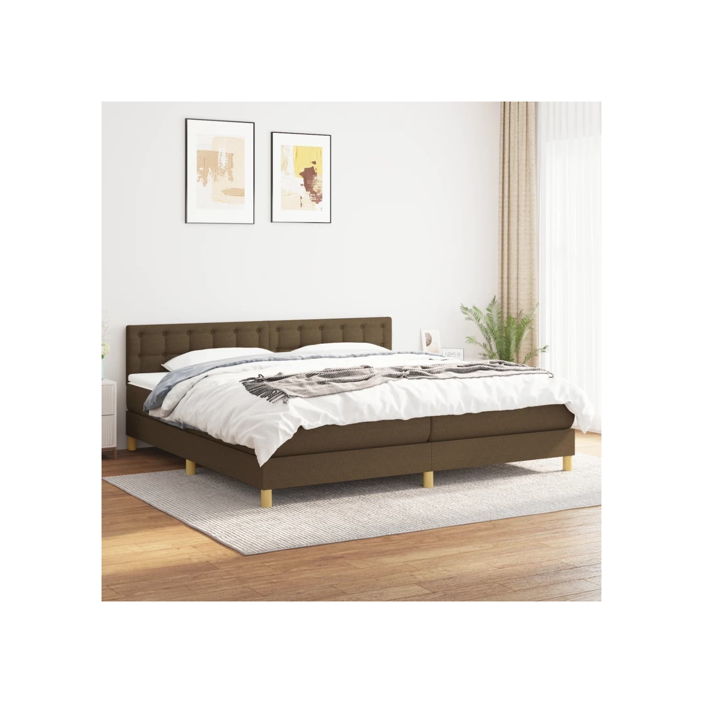 Sommier à lattes de lit avec matelas Marron foncé 200x200 cm