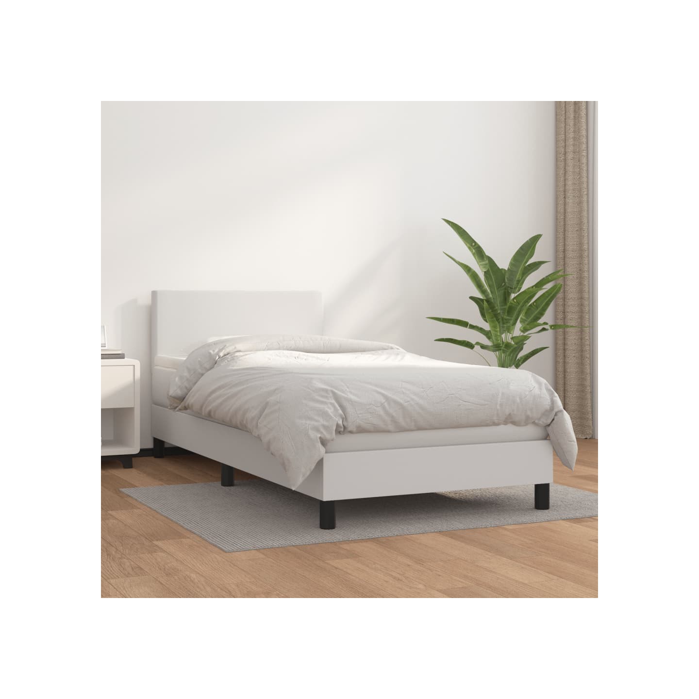 Sommier à lattes de lit avec matelas Blanc 90x190 cm Similicuir