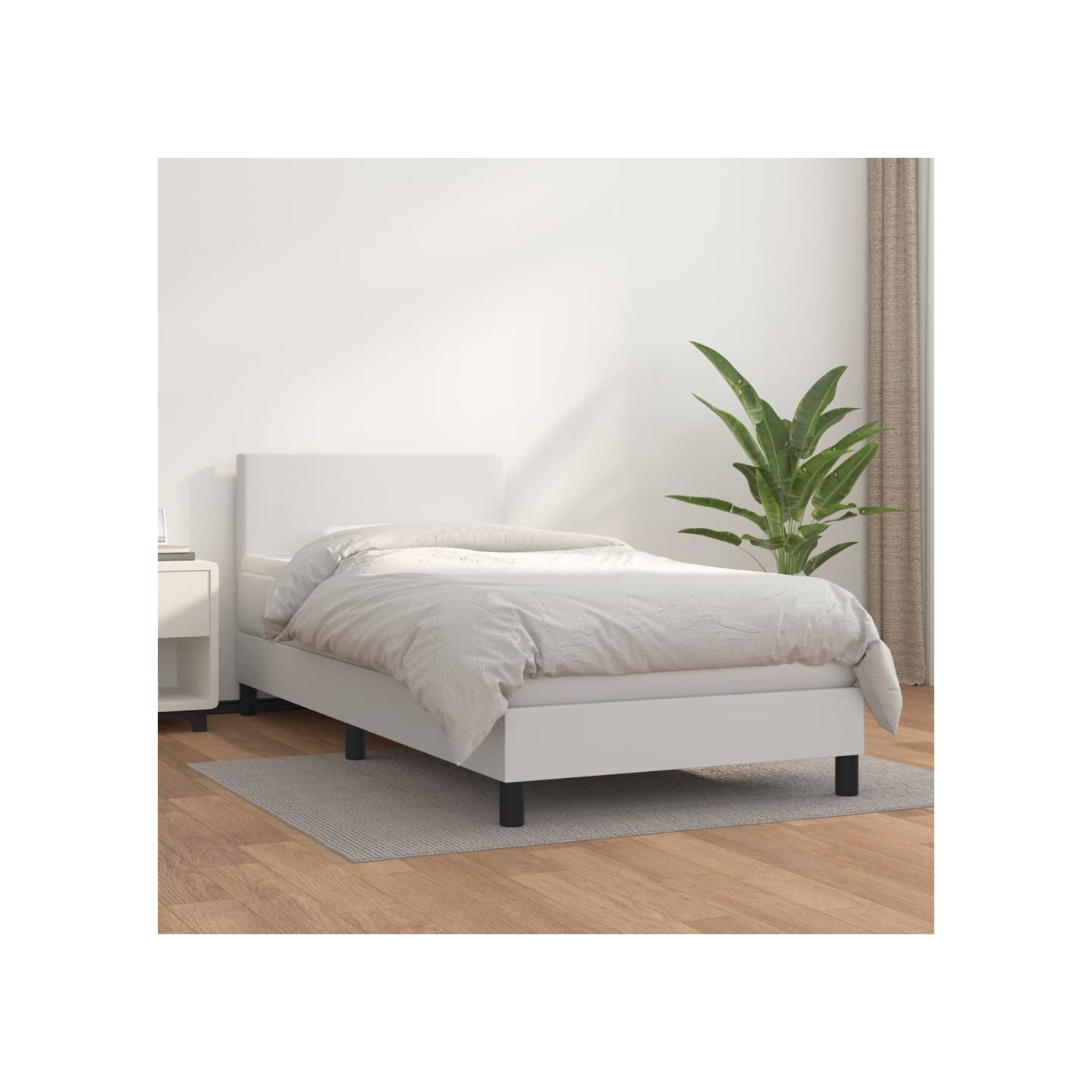 Sommier à lattes de lit avec matelas Blanc 100x200cm Similicuir