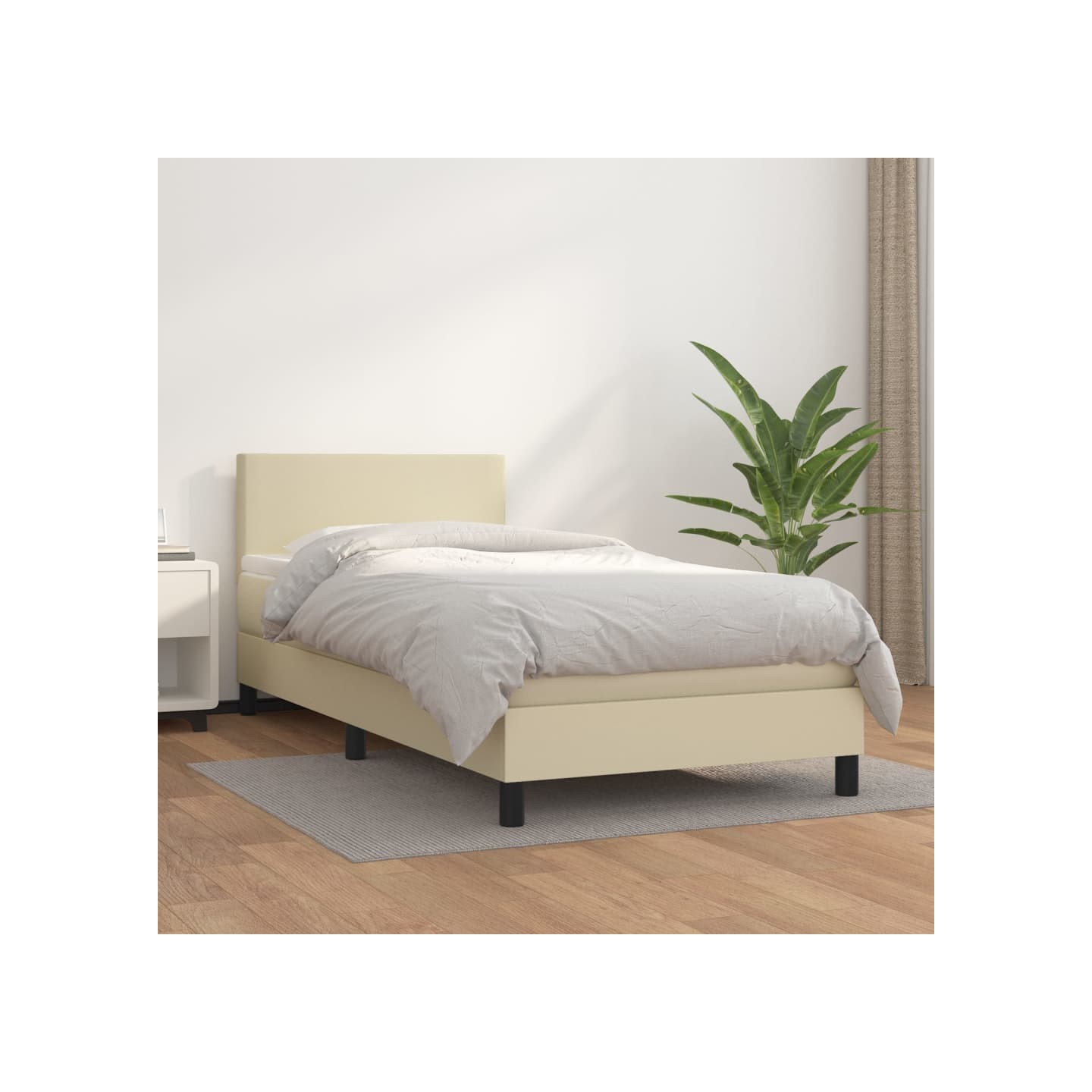 Sommier à lattes de lit avec matelas Crème 100x200cm Similicuir