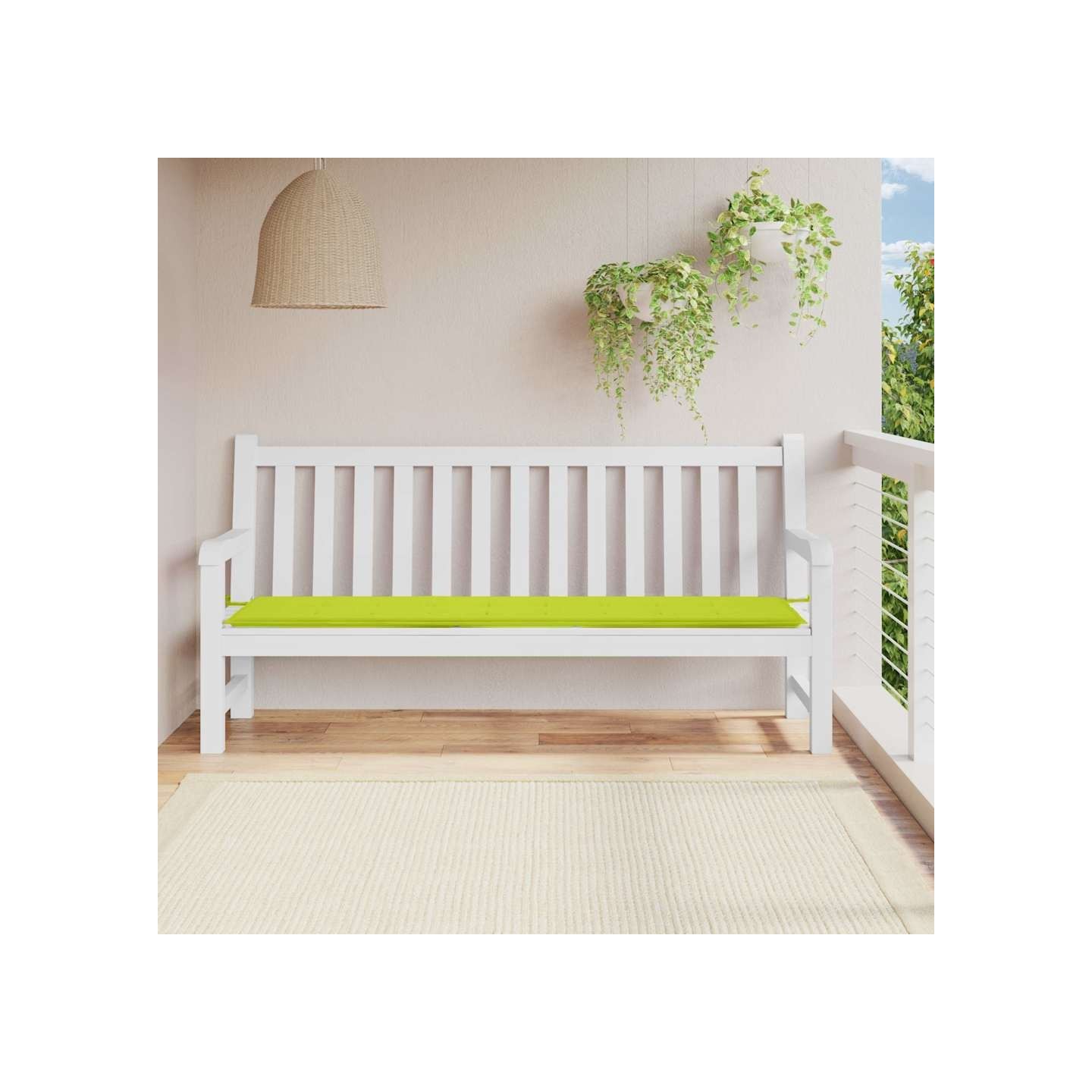 Coussin de banc de jardin vert brillant 200x50x3cm tissu oxford