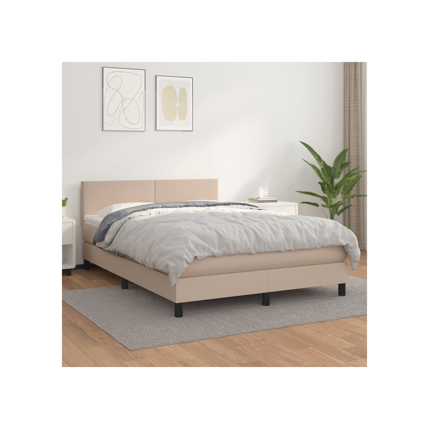 Sommier à lattes de lit avec matelas Cappuccino 140x190 cm