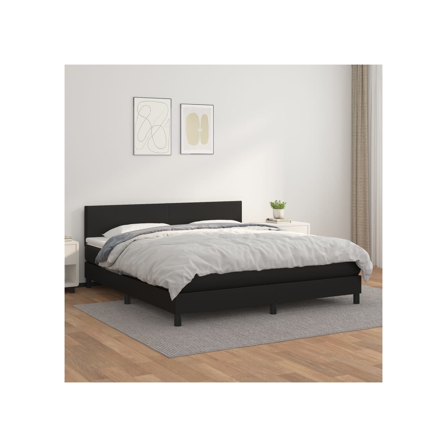 Sommier à lattes de lit avec matelas Noir 160x200 cm