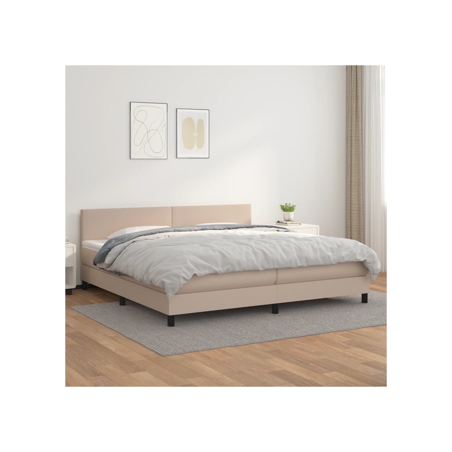 Sommier à lattes de lit avec matelas Cappuccino 200x200 cm
